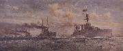 Charles Dixon HMS Cardiff leading the surren-dered German Fleet into the Firth of Forth china oil painting reproduction